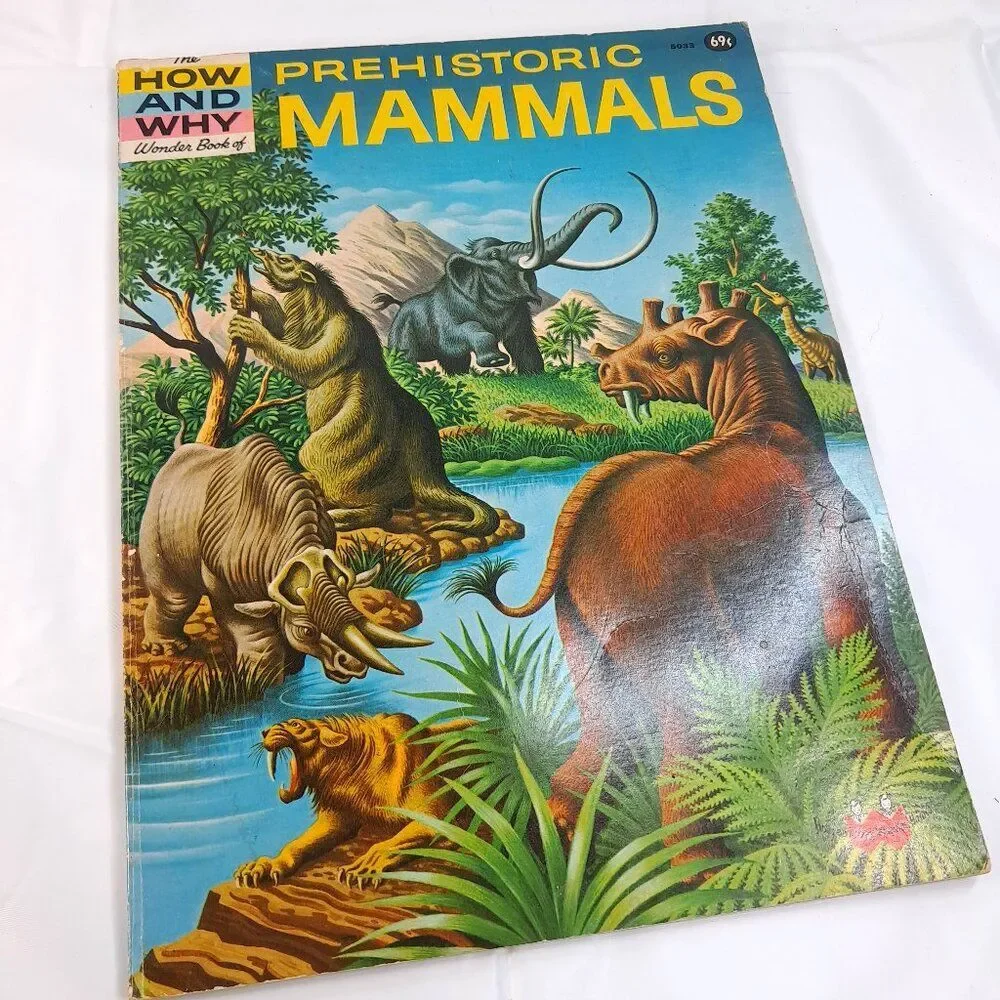 Vintage The How & Why Wonder Book Of Prehistoric Mammals kids 1972 animals pics
